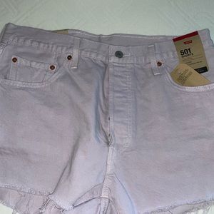 LEVIS 501 HIGH RISE LILAC SHORTS